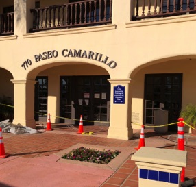 photo of spanish revival style office building under contruction 